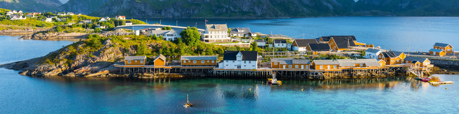 Seaside town in Norway with colourful houses