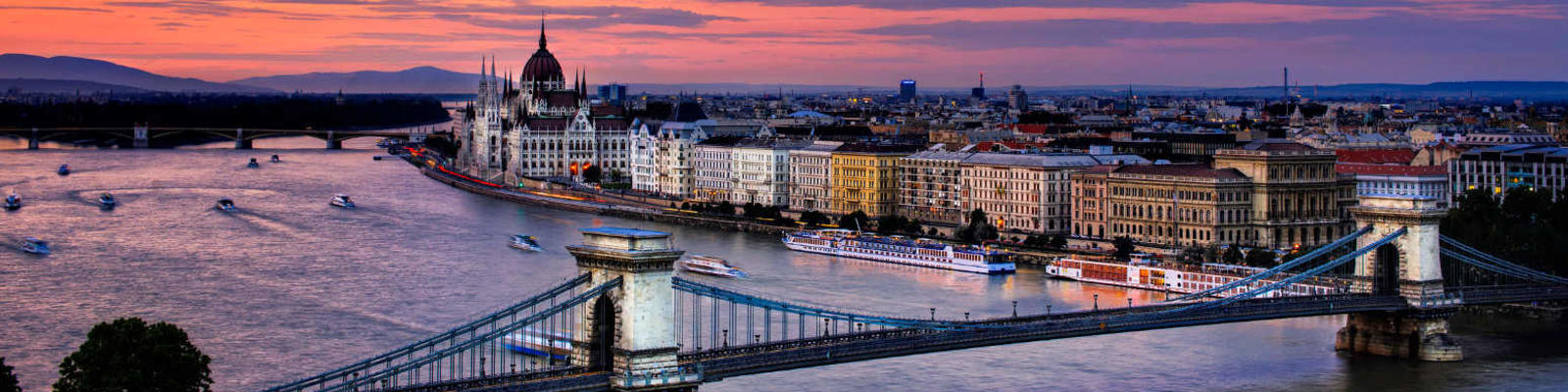 river danube and budapest at sunset