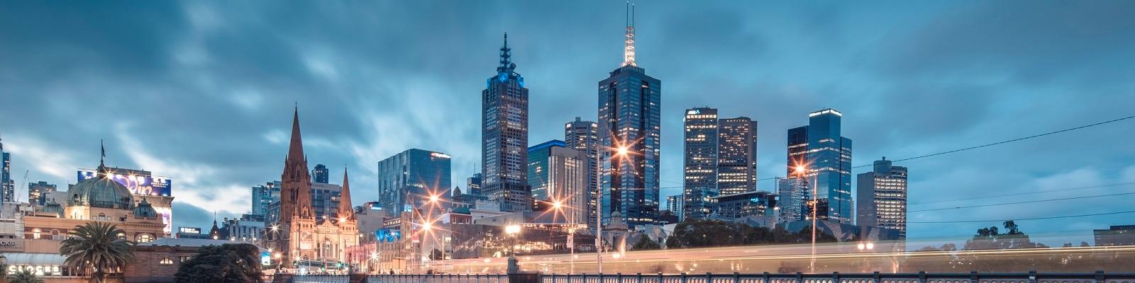 Melbourne city at night