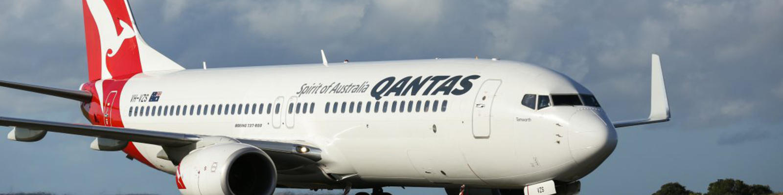 A Qantas aircraft on the runway