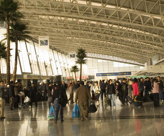 A busy airport terminal