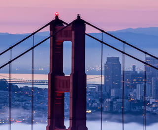 golden gate bridge in fog san francisco