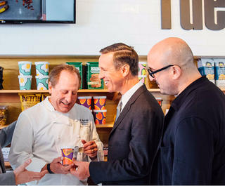 Group of people taste test new menu items at the Marriott pop up