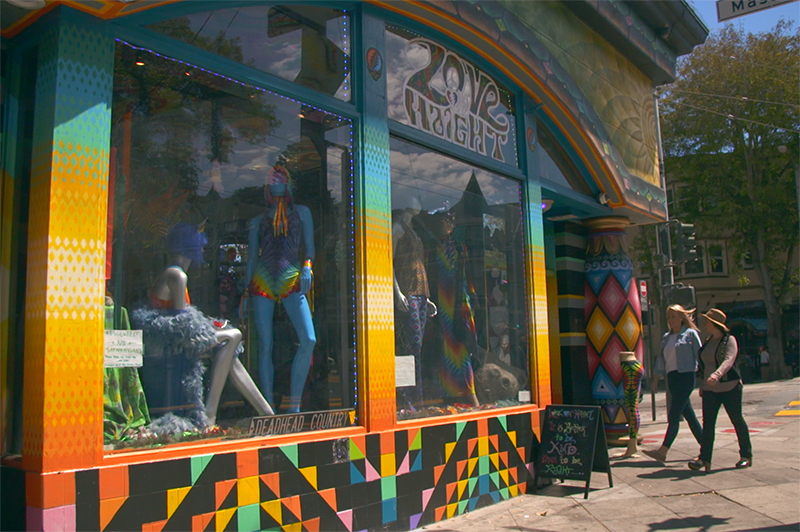 Two women outside Love on Haight shop in San Francisco.