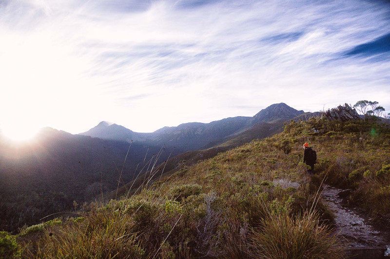 mount eliza trail tasmania girl and mountains