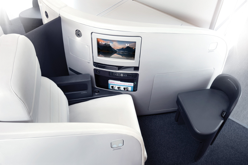 An Air New Zealand business class seat.